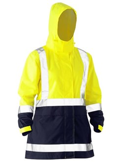 BISLEY WOMENS H TAPED TWO TONE HI VIS RAIN JACKET